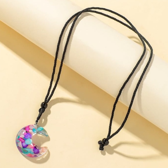 The Secret Pine Jewelry - **ASSUNTA* Multicolor Stone Fashion Moon Necklace